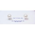 White Pearl Stud Earrings : ต่างหูไข่มุกแท้แบบเรียบ(5มม.-WG)