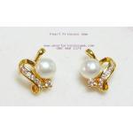 Cute Style White Pearl Earrings:ต่างหูไข่มุกแท้แบบน่ารัก(YG)