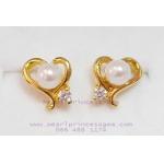 Cute Heart Pearl earrings:ต่างหูไข่มุกแท้ทรงหัวใจน่ารัก(YG)