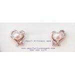 Heart White Pearl Earrings:ต่างหูไข่มุกแท้หัวใจ(WG)