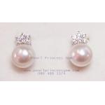 Simply Style White Pearls Earrings:ต่างหูไข่มุกแท้สีขาวแบบเรียบหรู(WG)