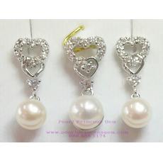 Heart Pearl Set:ชุดจี้และต่างหูหัวใจไข่มุก(WG)