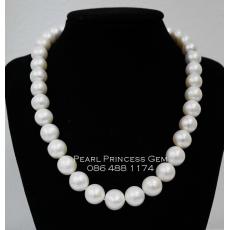 Round,11 mm White Pearl Necklace:สร้อยคอไข่มุกแท้สีขาวเม็ดกลม