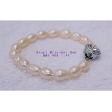 Oval White Pearl Bracelet:สร้อยข้อมือไข่มุกแท้สีขาวทรงไข่