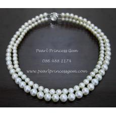 Double Strand Pearl Necklace:สร้อยคอไข่มุกแท้เส้นคู่
