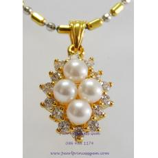 Bouquet  of Pearls Pendant:จี้ไข่มุกแท้ช่อมาลี(YG)