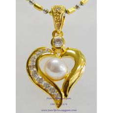 Heart Pearl Pendant:จี้หัวใจไข่มุกแท้(YG)