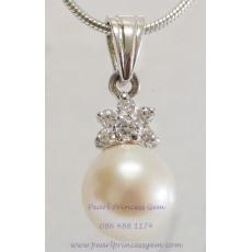 Simply Style White Pearl Pendant:จี้ไข่มุกแท้สีขาวแบบเรียบหรู(WG)