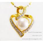 White Pearl on Heart Pendant:จี้ไข่มุกแท้หัวใจมหาสมุทร (YG)
