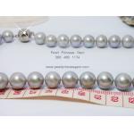 Perfect Round Grey Pearl Necklace:สร้อยคอไข่มุกแท้สีเทาเม็ดใหญ่