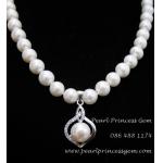 Pearl Charm Necklace:สร้อยคอไข่มุกประดับจี้