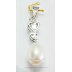  Heart Oval Pearl Pendant:จี้ไข่มุกแท้ทรงหัวใจแท้ทรงไข่ห้อยสั้น(WG) 