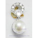  Pearl Diamond Glimmmer Pendant:จี้ไข่มุกประดับเพชรหรูเรียบ(WG)