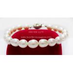 Oval White Pearl Bracelet:สร้อยข้อมือไข่มุกแท้สีขาวทรงไข่
