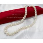 White Pearl Necklace:สร้อยคอไข่มุกแท้สีขาวแบบเรียบ