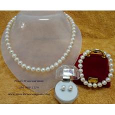 Round White Pearl Set:ชุดไข่มุกแท้เม็ดกลมขาวออร่าเยี่ยม
