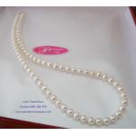 Perfect Round White Pearl Necklace:สร้อยคอไข่มุกสีขาวกลมผิววาวตะขอทองคำแท้14K 