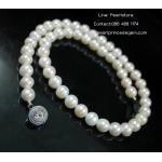8 mm White Pearl Necklace:สร้อยคอไข่มุกแท้สีขาวประกายเยี่ยม