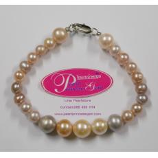 Multicolor Pearl Bracelet:สร้อยข้อมือไข่มุกแท้สลับสี