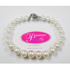 Perfect Round White Pearl Bracelet:สร้อยข้อมือไข่มุกแท้สีขาวเม็ดขนาดกลาง