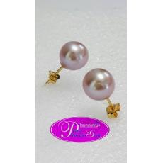 Purple Pearl Earrings :ต่างหูไข่มุกสีม่วงก้านทองแท้