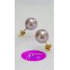 Purple Pearl Earrings :ต่างหูไข่มุกสีม่วงก้านทองแท้