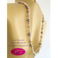 Multicolor Opera Length Pearl Necklace: สร้อยคอไข่มุกแท้สีมัลติคัลเลอร์แบบสวมยาวกลางอก