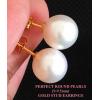 White Pearl Stud Earrings 14kG: ต่างหูไข่มุกเม็ดเดี่ยวสีขาวเหลือบเงิน 9.0-9.5มม.(ตัวเรือนทองแท้)
