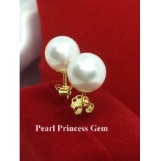 Top Selected White Pearl Stud Earrings:ต่างหูไข่มุกแท้เกรดท้อป ขนาด 8-8.5 มม.ตัวเรือนทองแท้