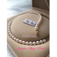 Japanese Akoya Pearls :สร้อยคอไข่มุกอะโกย่าบนตะขอทองแท้