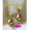 ต่างหูไข่มุกริปเปิ้ล:Ripple Pearls ,Lemon Gold Color