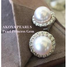 ต่างหูไข่มุกอะโกย่าล้อมเพชร  Japanese Akoya Pearls Diamond Earrings