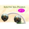 ต่างหูไข่มุกเซาท์ซีสีเขียวมรกต  South Sea Pearls , Blue to Green Color